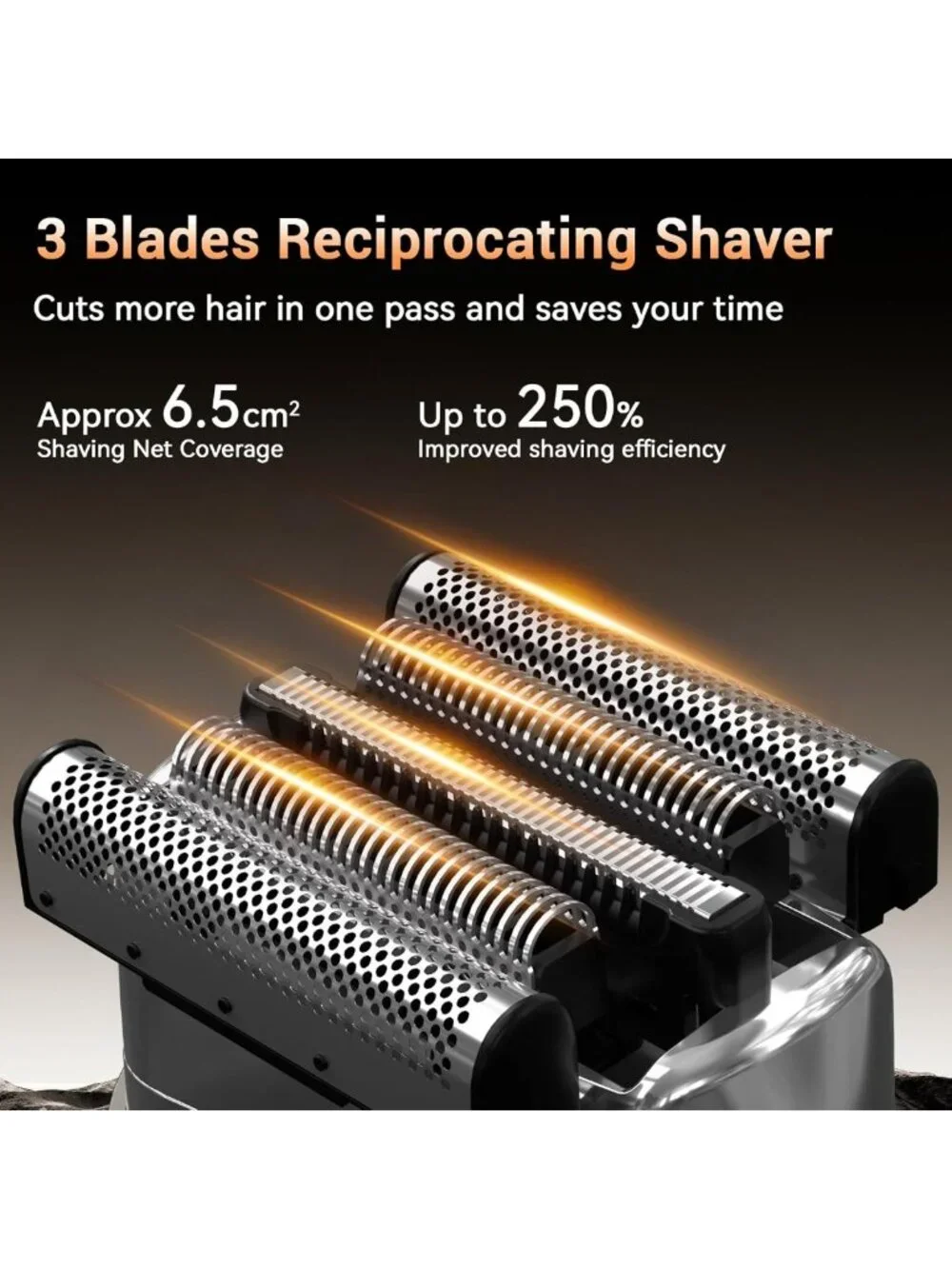 Mini Electric Foil Shaver for Men - 3 Floating Blades, Waterproof, LED Display